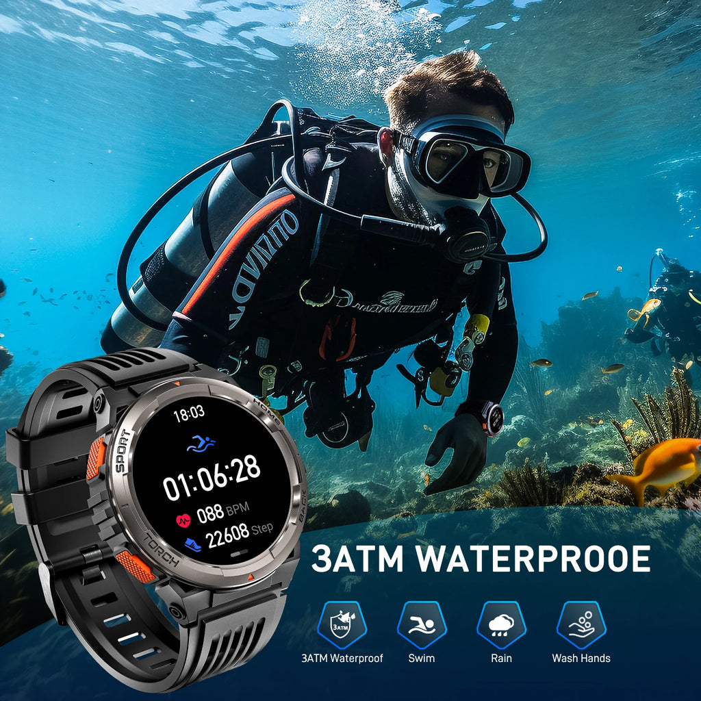 EIGIIS Smart Watch KE5 2024 3ATM Waterproof Original Design Sports Watch With Compass And Altitude Barometer LED Flashlight Call