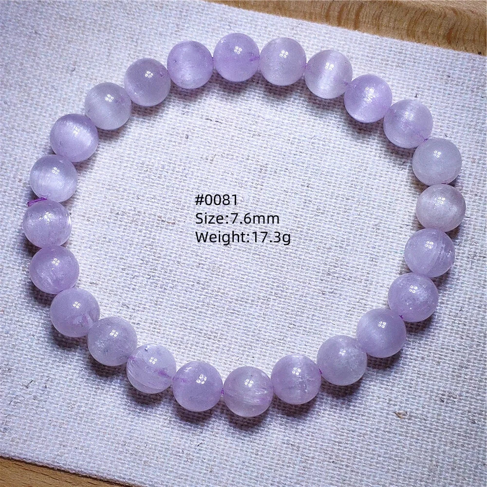 Natural Purple Kunzite Clear Round Beads Bracelet Jewelry Women Men Colorful Kunzite Bracelet Cat Eye Women Men AAAAAA