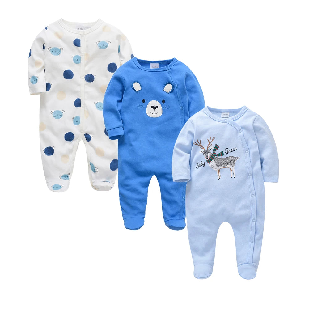 2025 3 pcs/lot Baby Boy Girls Rompers 100% Cotton Long Sleeve Overalls 0-12 Months Cool Print  Newborn Jumpsuit