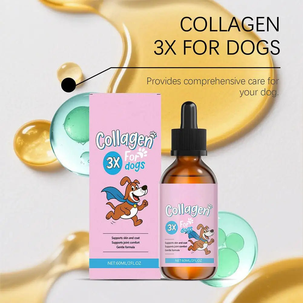 1/3/5Pcs 60ml Dog Pet Collagen Based Staple Food Combined With Nutritional Supplement Drops Gentle Formula For Hair Skin Care