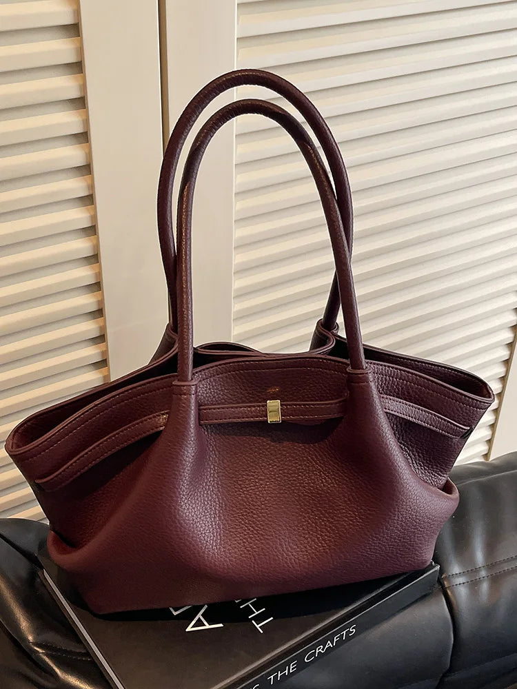 Large Capacity Women's Shoulder Bag Commuter Tote Bag Underarm Single Shoulder Bag Retro Design Casual Handbag