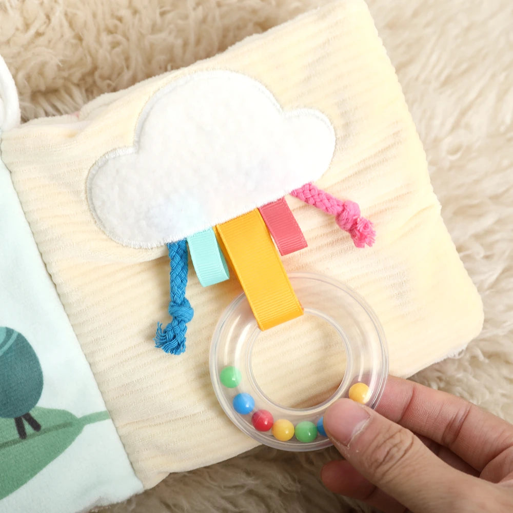 Bunny Cloth Soft Touch Book, Baby Toys 3D Sensory Early Learning Stroller Toys Infant 0-12 Months Baby Toys Multifunction Toys
