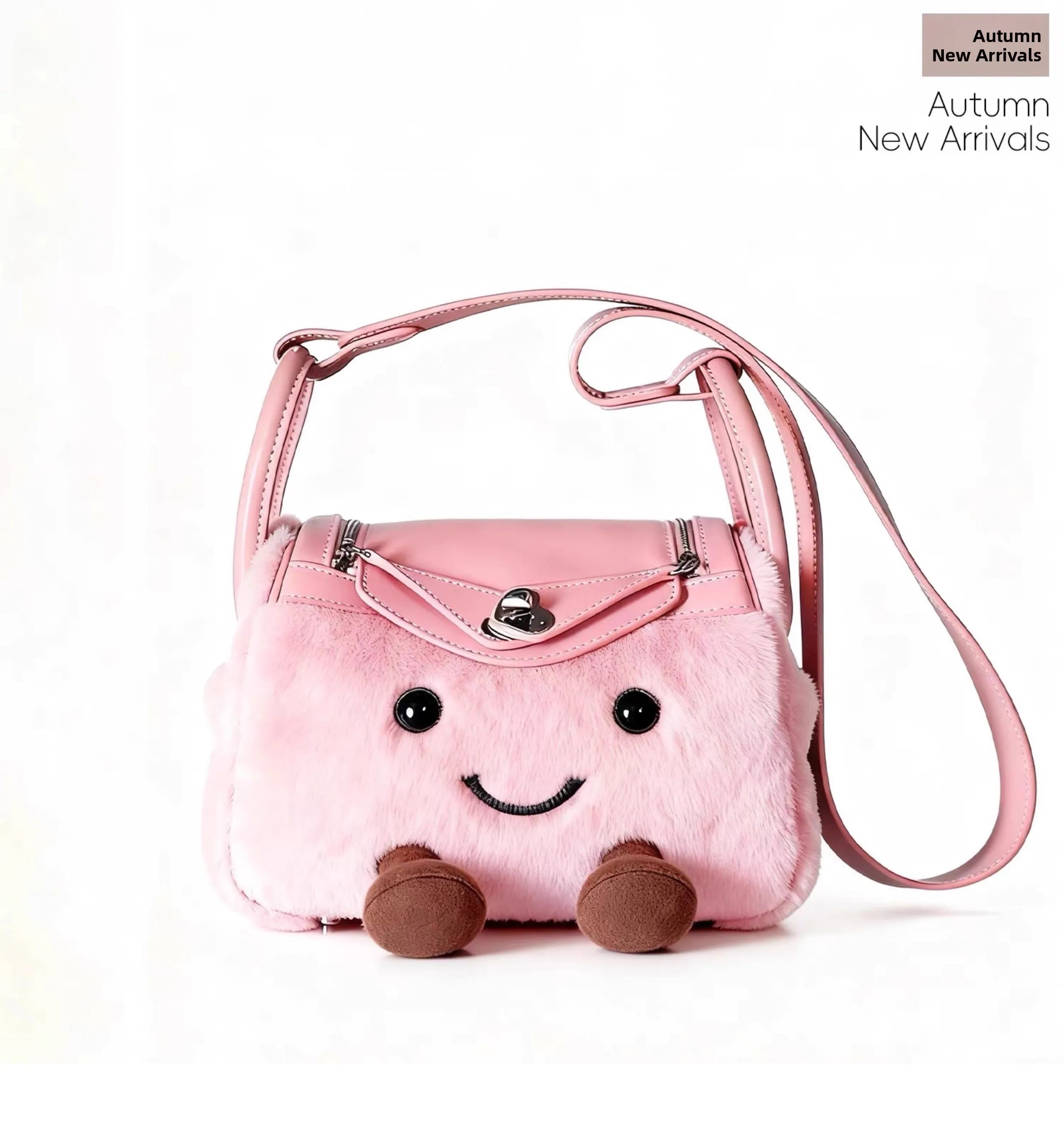 Cute Plush Pillow Crossbody Bag Women's Fashionable Versatile Doll Design Autumn Winter New Style Handbag Youthful Lock Buckle