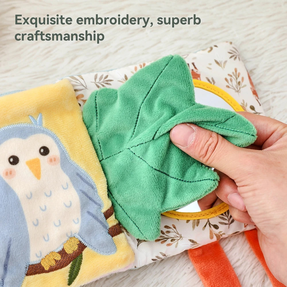 Baby Toys Cloth Book Early Educational Baby Toys Sensory Book Baby Soft Books Toys Fluffy Cartoon Elephant Books With Mirror