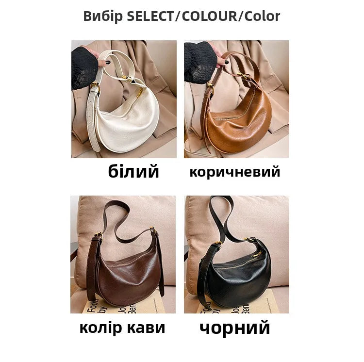 Retro Versatile Women's Shoulder Bag Simple Fashionable New Style Matching Dumpling Shape Crossbody Bag Trendy High-End Feeling