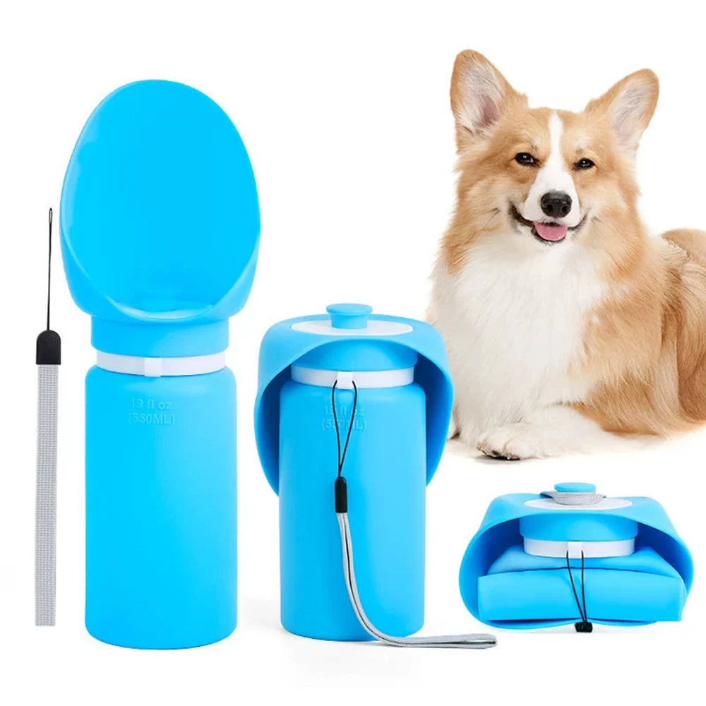 550ml Portable Silicone Pet Water Bottle Outdoor Travel Foldable Leak Proof Dog Water Bottle Cat Water Bottle