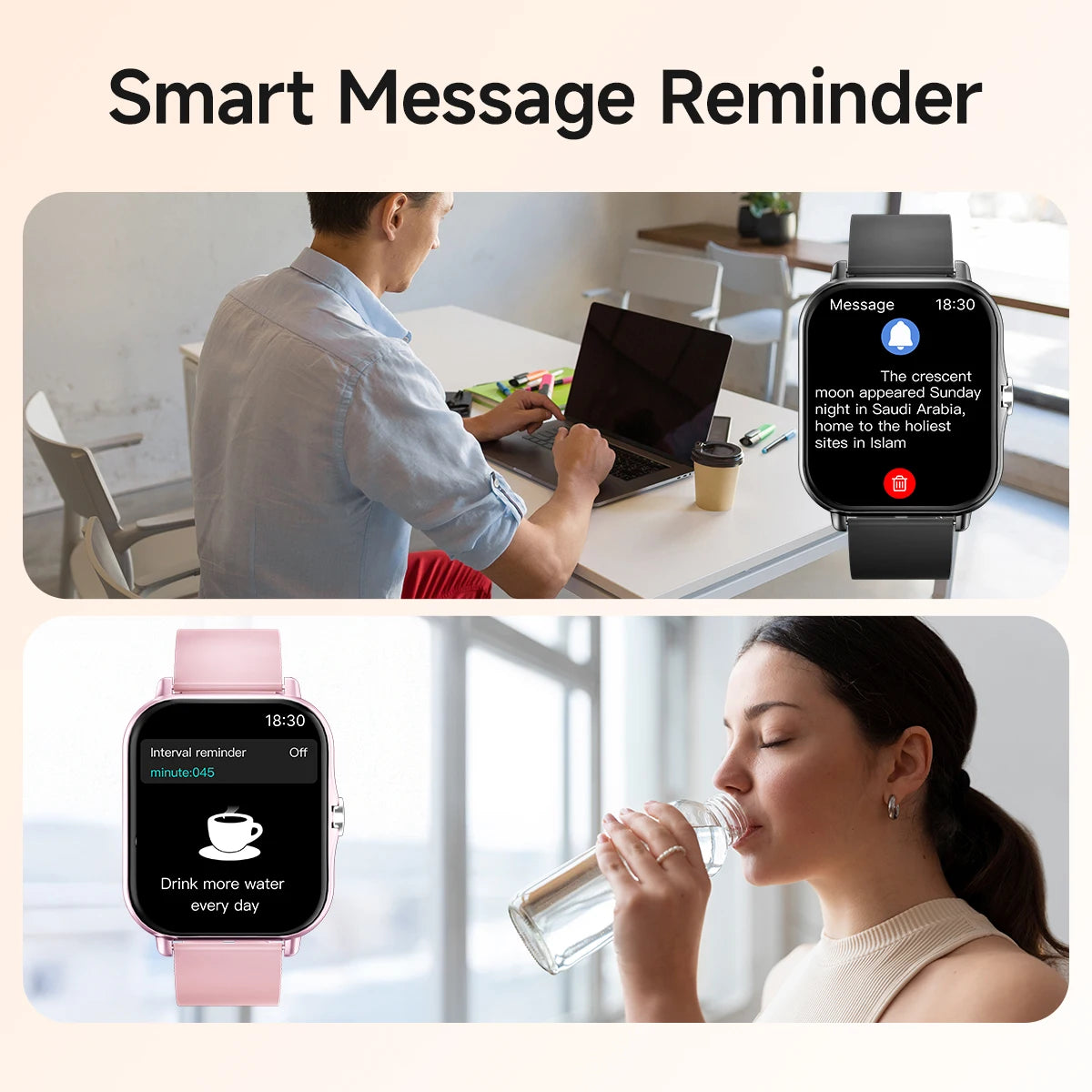 NEW Smart Watch Full Screen Multi-color Watch Strap Wireless Call For Android/IOS Message Reminder Outdoor Sport Watch Men Women