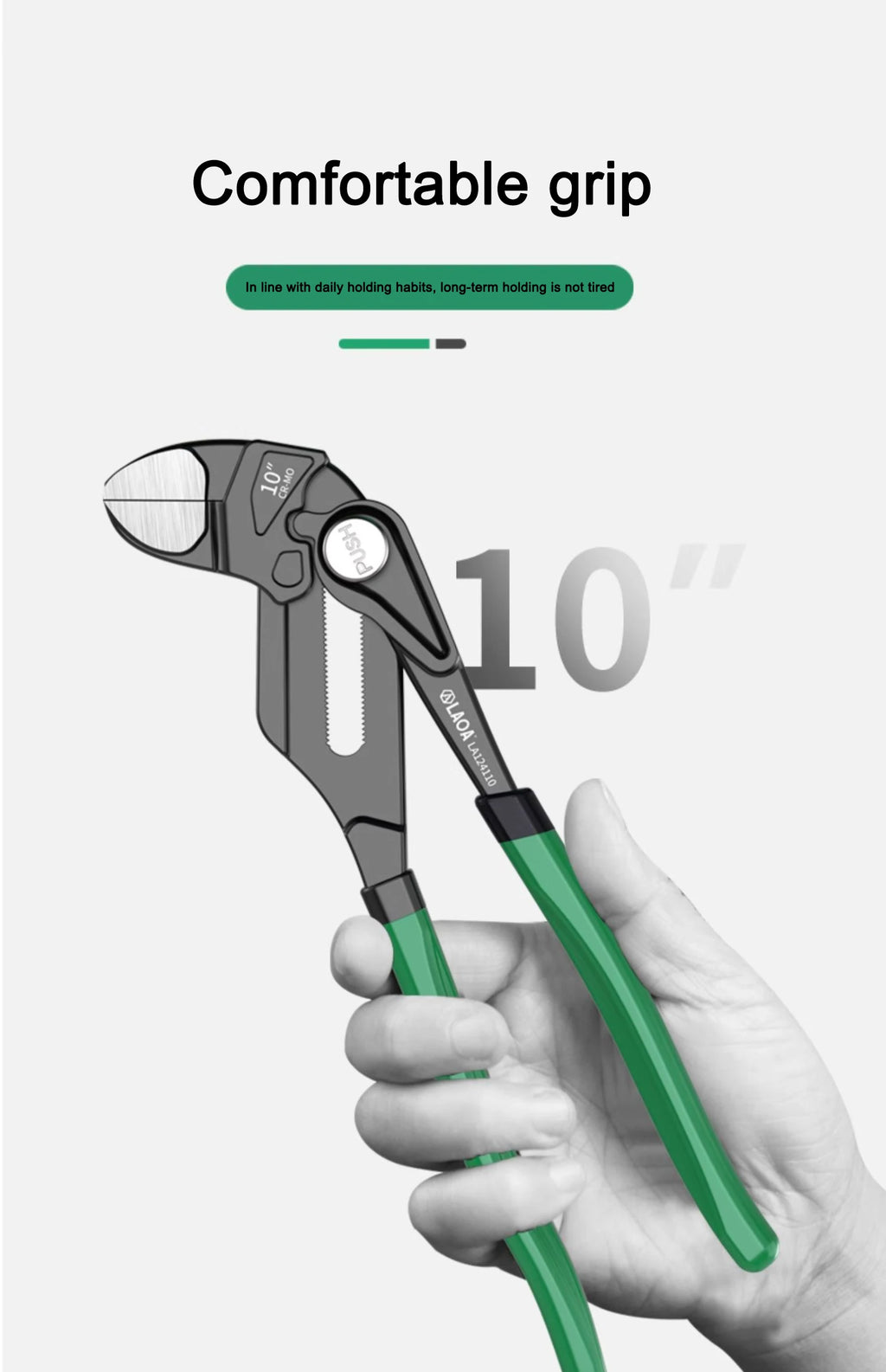 LAOA Clamp Type Wrench Pipe Pliers Parallel Clamping Mouth Multi-Purpose 7" 10" Adjustable Wrench Manual Clamping Household Tool