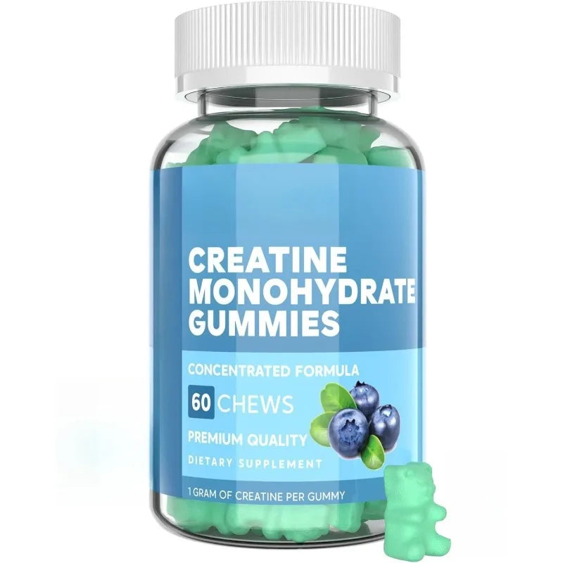 Creatine Monohydrate Gummie Blueberry Flavor 60pcs with 1000mg Creatine & Sodium Support Recovery After Exercise Muscle Strength