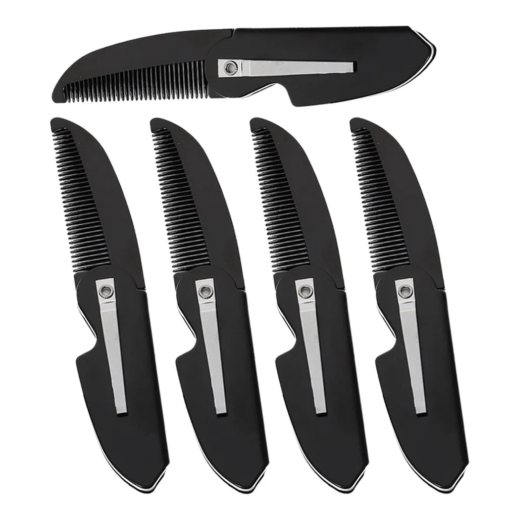 5Pcs Folding Beard Comb for Men Portable Pocket Mustache Grooming Tool Small Compact Fine Toothed Styling Comb for Hair Beard