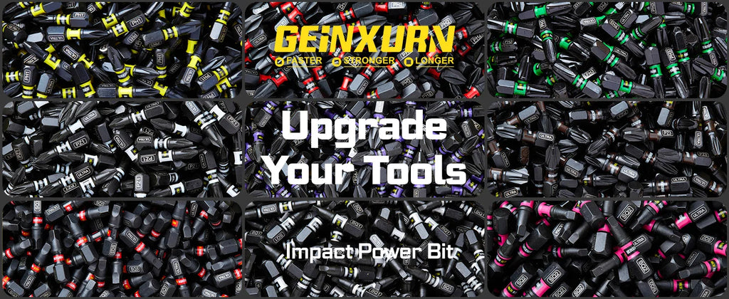 Geinxurn Impact Phillipes/Square/Slotted/Hex Screwdriver Bits Set,1''/2'' Magnetic S2 Steel Bits Set with Color Coded Base