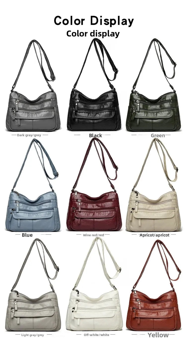 Large Capacity Soft Leather Shoulder Bag Casual Crossbody Bag for Middle-Aged Women 2025 New Style Versatile Mom Bag