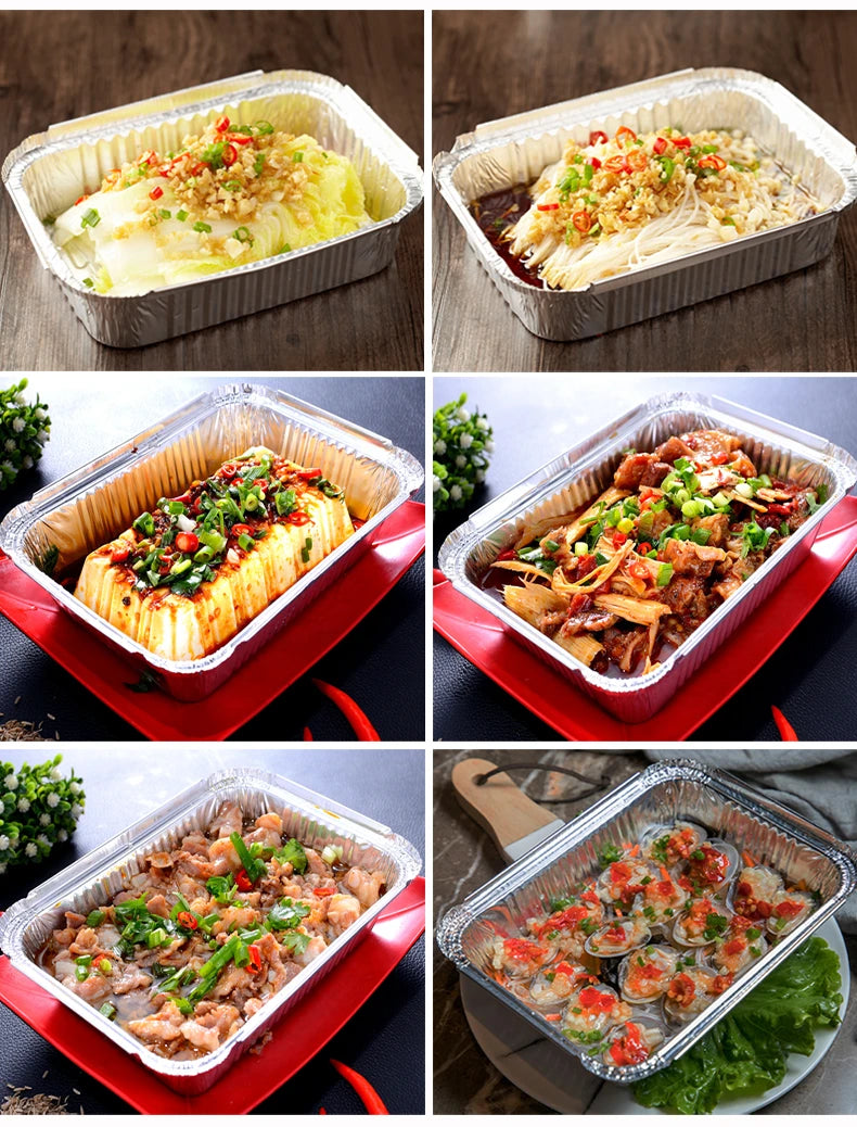 100 Pieces of Barbecue Tin Foil Special Packaging Box Aluminum Foil Lunch Box Home Takeaway Air Fryer Disposable Tin Foil Bowl