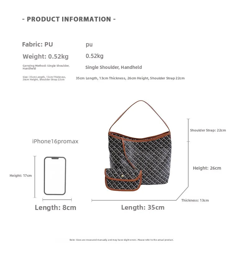 Large Capacity Women's Shoulder Bag Fashionable Commuter Tote Bag Soft PU Leather Printed Geometric Pattern Autumn New Arrival