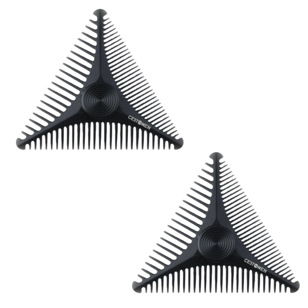 2/4Pc New Triangular Pocket Rotating Combs Fidget Bearing Portable Oil Head Comb For Men Mini Beard Combing Barber Styling Tools