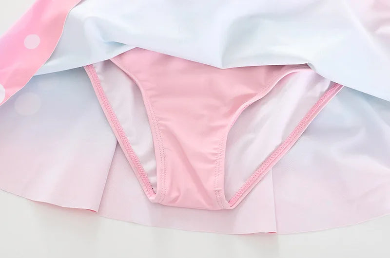 Swimsuit for Children Long Sleeve Rash Guard Swim Skirt and Surf Pant Set Sunscreen UV Protection Beach Kids Bath Clothes Girl