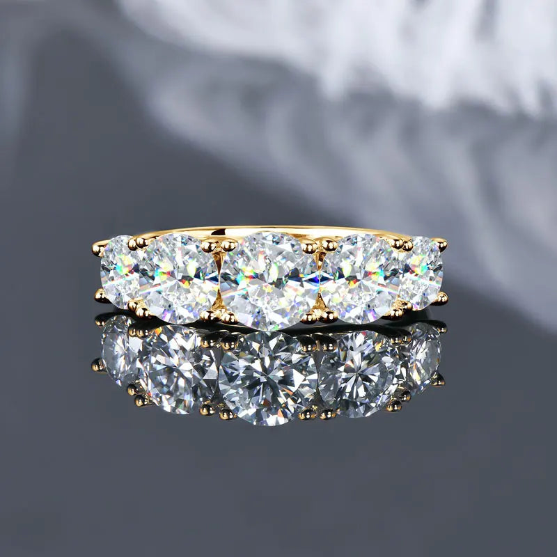 IOGOU 3.6ctw. D Moissanite Wedding Rings for Women 18k Gold Plated 925 Silver Promise Finger Jewelry Certified Lab Diamond Bands