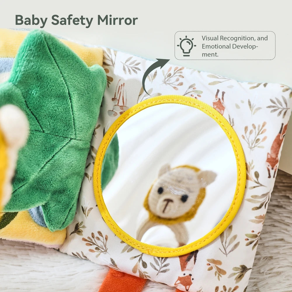Baby Toys Cloth Book Early Educational Baby Toys Sensory Book Baby Soft Books Toys Fluffy Cartoon Elephant Books With Mirror