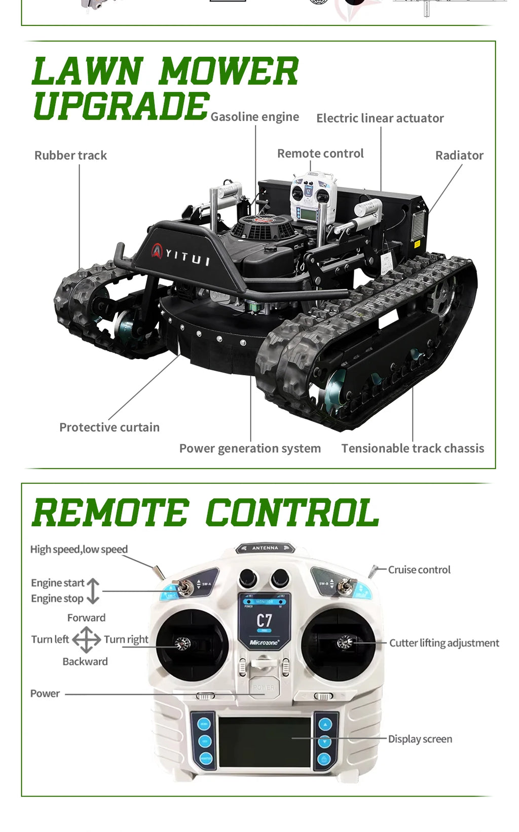 Personalized Customized Ce Epa All Terrain Lawn Mowing Robot With Rubber Tracks And Multi Functional Remote Control