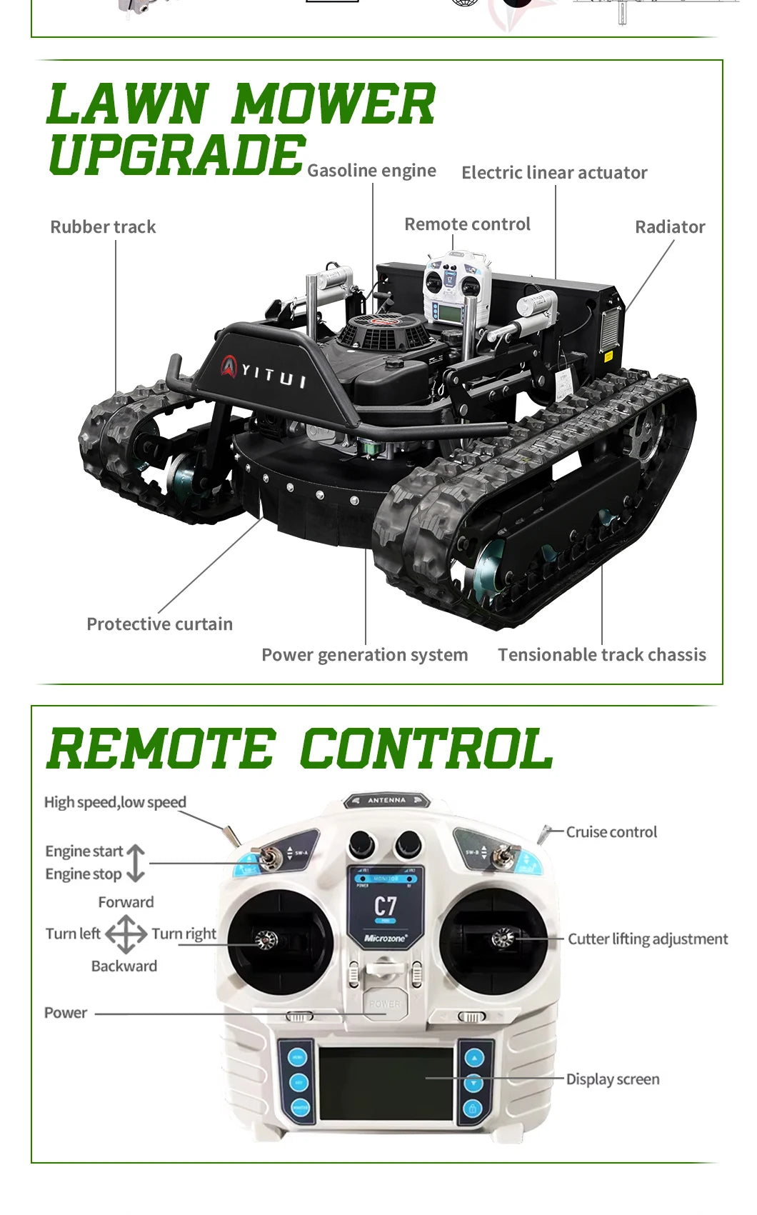 Personalized Customized Ce Epa All Terrain Lawn Mowing Robot With Rubber Tracks And Multi Functional Remote Control