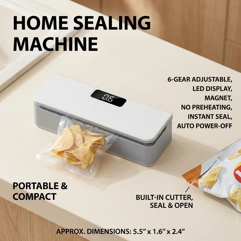 2026New Mini Plastic Bag Sealer Heat Bag Sealing Machine Handheld Rechargeable Food Packaging Thermal Sealer for Kitchen Use