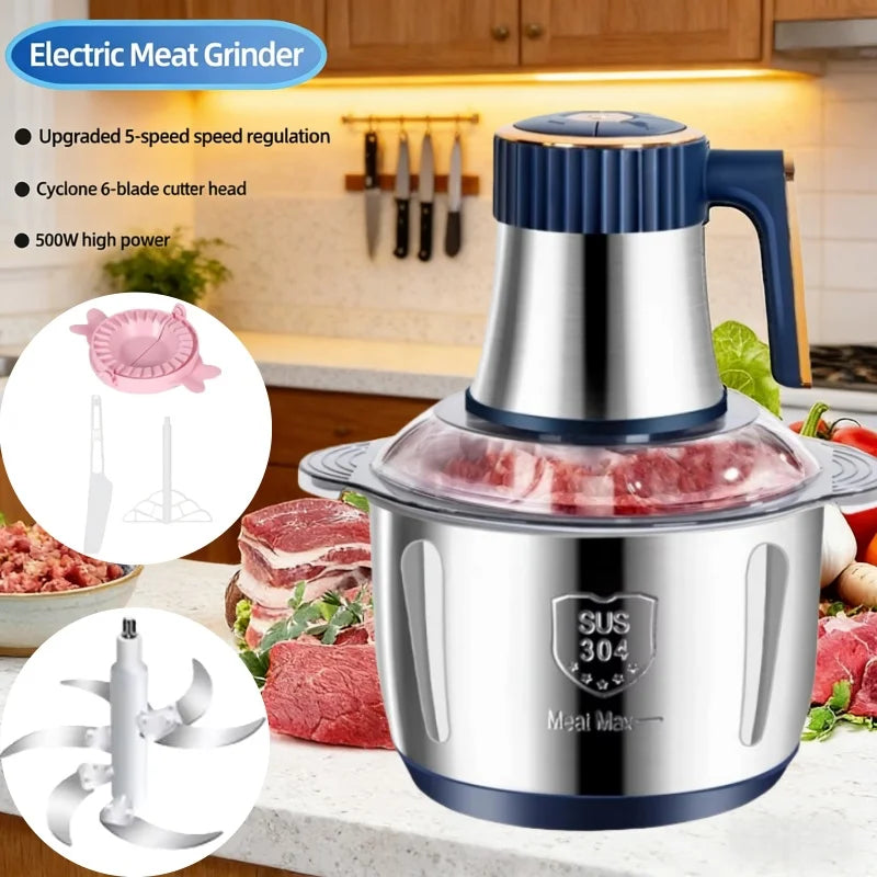 5L Food Processors Stainless Steel Multifunctional Electric Meat Grinder Kitchen Blenders  for Kitchen Meat Vegetables Blenders