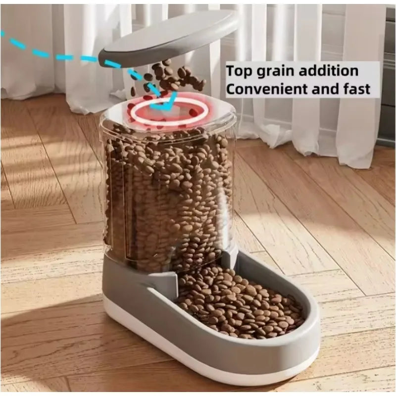 +Large - Capacity Automatic Pet Feeder & Water Dispenser for Dog/Cat, Gravity Design, Save Time & Effort