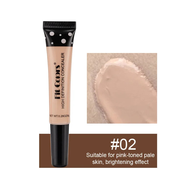 High definition concealer tube shade 02 for pink-toned pale skin, brightening makeup.