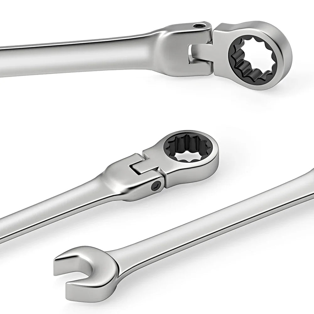 Flex-head Ratcheting Wrench Set,1Pcs Metric 6-24mm Chrome Vanadium Steel Universal Spanners for Car Repair Hand Tools