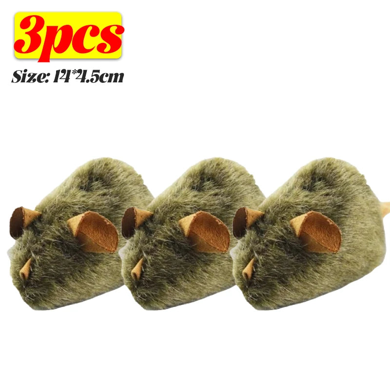 10/1PCS Interactive Mouse Plush Cat Chew Toy Squeaky Imitation Mice Bite-resistant Kitten Toy Interactive Plush Cat Toy Supplies