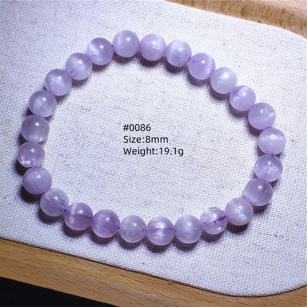 Natural Purple Kunzite Clear Round Beads Bracelet Jewelry Women Men Colorful Kunzite Bracelet Cat Eye Women Men AAAAAA