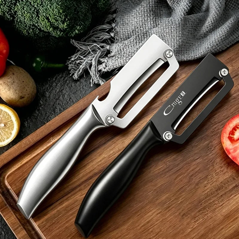 Stainless Steel Kitchen Peeler Multi-Function Kitchen-Specific Peeler for Slicing Fruit and Vegetables with Wooden/ Steel Handle