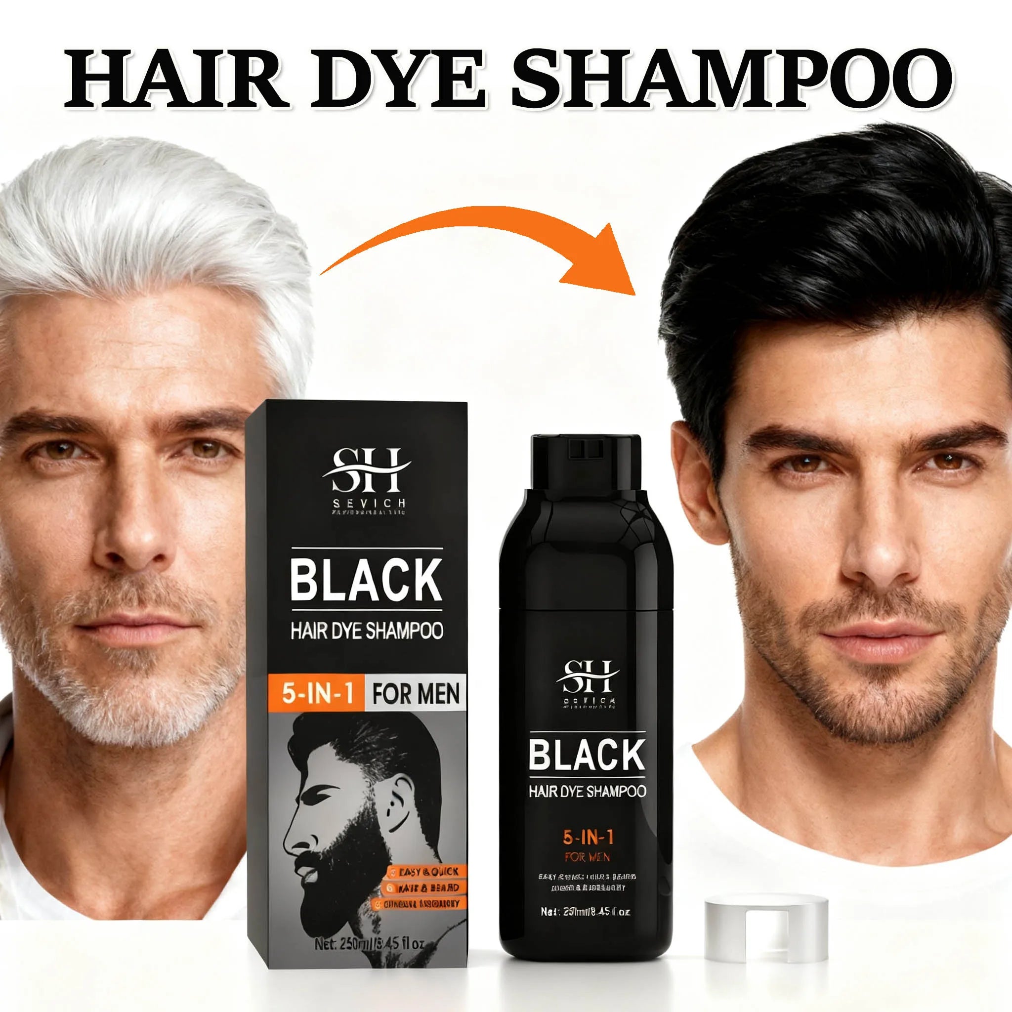 Hair Color Shampoo Instant Coloring Shampoo Cover Gray White Hair Concealer Natural Black Color for Men Women Hair Dye Coloring