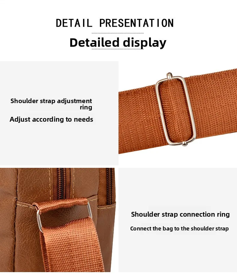Simplified Soft Leather Crossbody Bag Fashionable Single Shoulder Bag Men's New Model Outdoor Travel Large Capacity Backpack