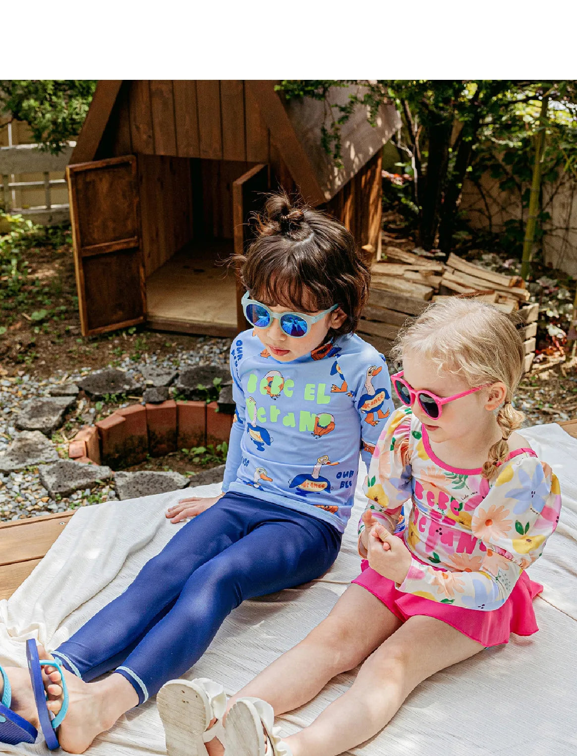 Swimming Suit for Girls Boys Cute Printed Long Sleeve Trousers Beach Swimwear for Kids Quick-dry Swimdress
