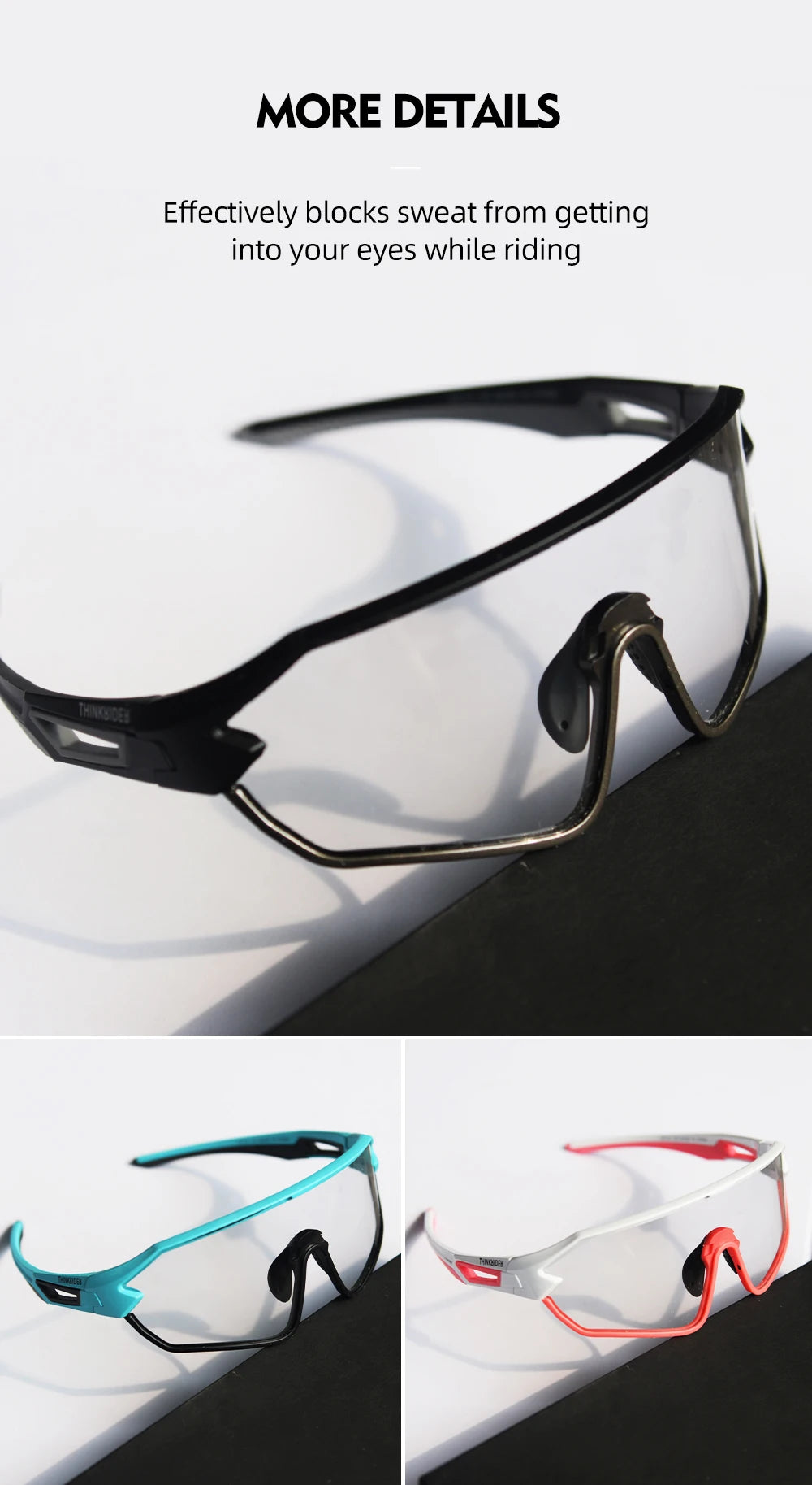 ThinkRider Bike Photochromic Cycling Glasses Bicycle Glasses Sports Men's Sunglasses MTB Road Cycling Eyewear Protection Goggles