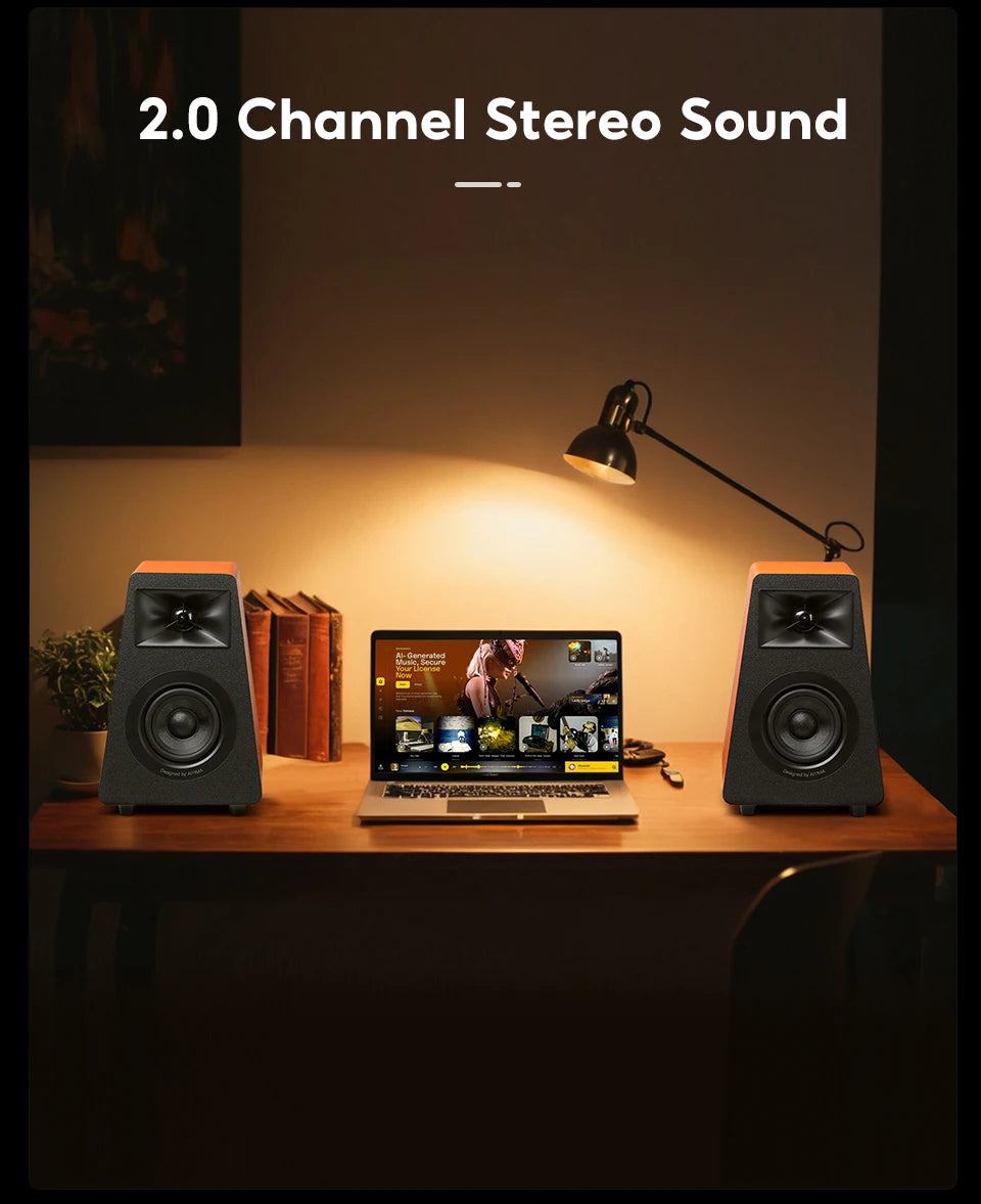 AIYIMA S30 Active Bookshelf Speakers Bluetooth 5.3 Wooden 100W Studio Monitor Speakers Hifi Home Theater Subwoofer Orange/White