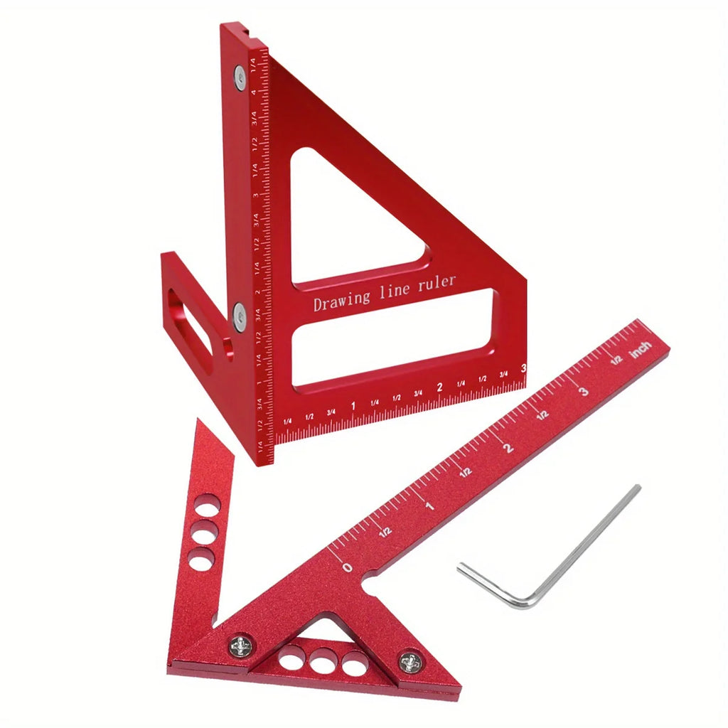 Carpenter Square Protractor,Center Scribe Gauge Kit Center Finder Miter Triangle Ruler T-Type Scriber Layout Measuring Ruler