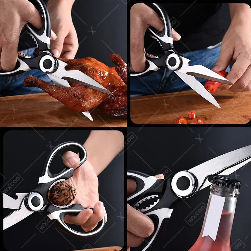 WXCOO Chicken Bone Scissors Stainless Steel Cutting Knife Kitchen Scissors Multifunctional Food Scissors Slicing Fish Meat Knife