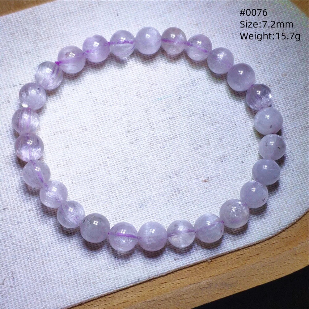Natural Purple Kunzite Clear Round Beads Bracelet Jewelry Women Men Colorful Kunzite Bracelet Cat Eye Women Men AAAAAA