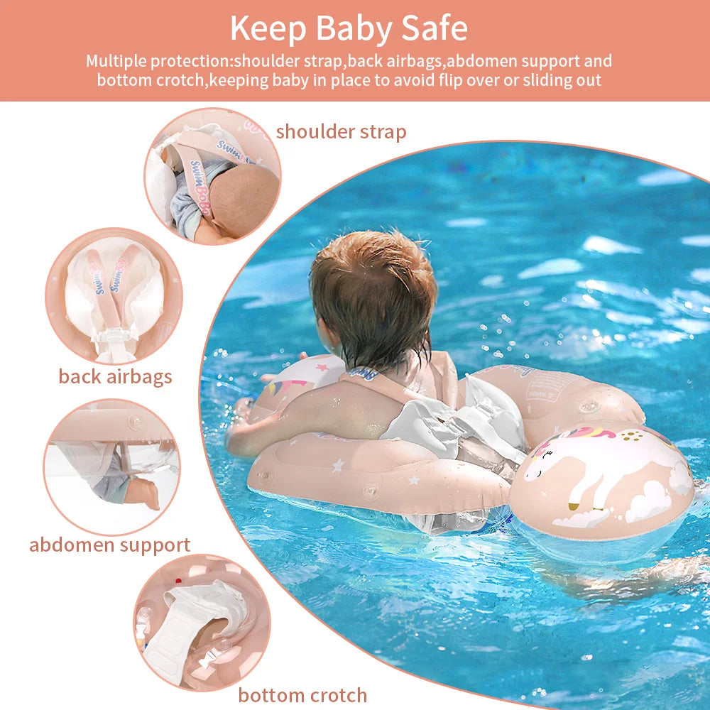 Swimbobo Baby Swimming Float With Canopy Inflatable Infant Floating Ring Kids Swim Pool Accessories Circle Bathing Summer Toys
