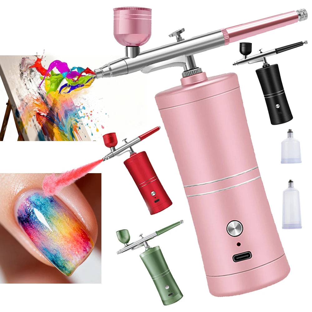 Airbrush for Paint Cake Makeup Cordless Airbrush Sprayer Gun 0.3mm Nozzles Handhold Portable Airbrush Nail Kit with Compressor