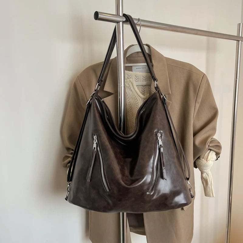 Retro Three-Use Large Capacity Commuter Tote Bag 2025 New Style Single Shoulder Backpack Crossbody Bag for Work Leisure
