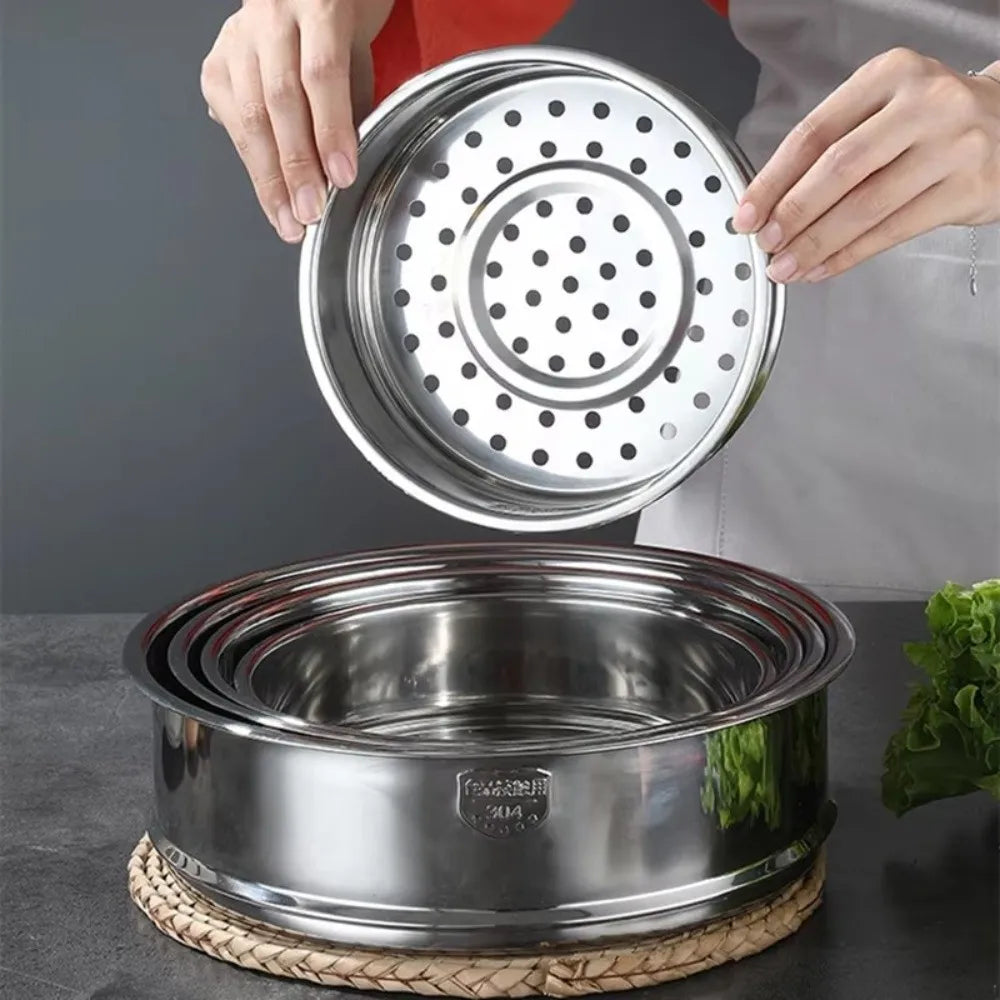 New 304 Stainless Steel Steamer Basket Thickened 16-32cm Food Steam Rack Generic Safe Material Drain Basket Home Cooking