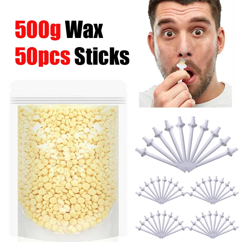 1/3Set 50g Nose Ear Hair Removal Wax Kit Painless & Easy Mens and Women Nasal Waxing Lightweight Portable Hair Removel Tools