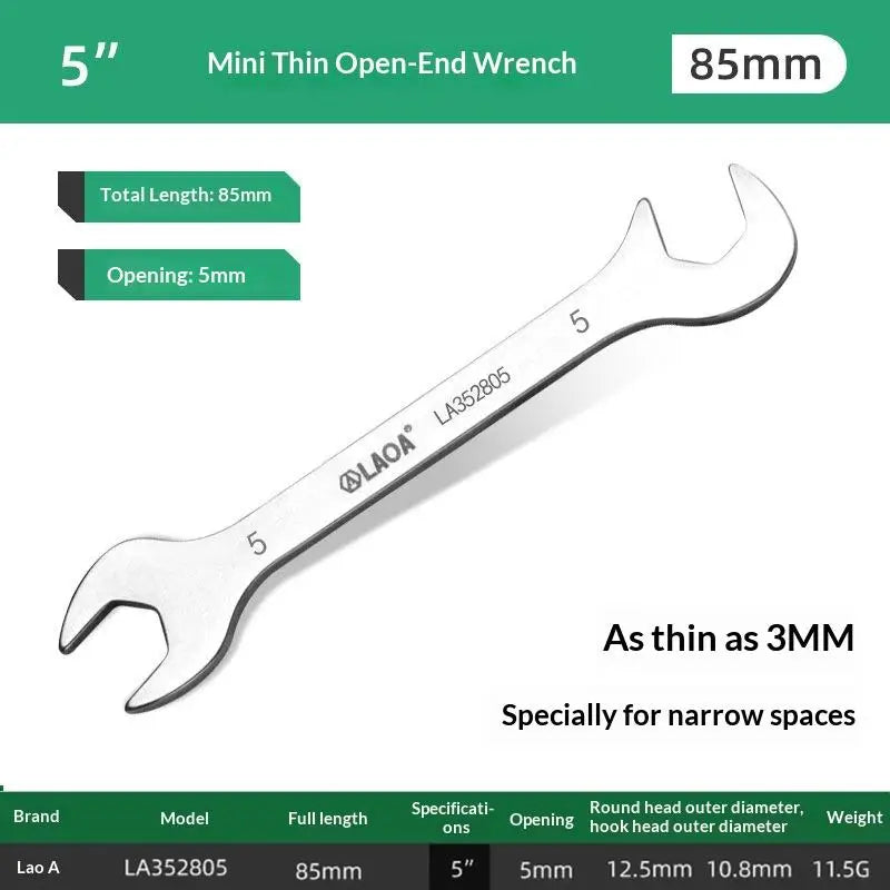 1/8/10Pcs Mini Thin Stainless Steel Double Open-end Wrench 5-11mm Dual-purpose Wrench For Repair Hand Tool Accessory