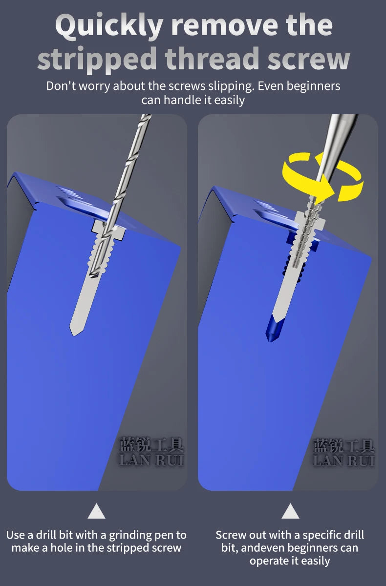 Lanrui U8 Alloy Piercingand Sliding Drill Bit Used for Removing Stripped Thread Screws Ouickly