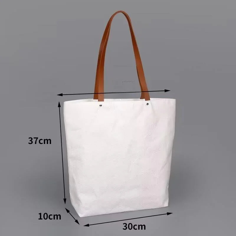 Retro Commuter Large Capacity Women's Tote Bag Kraft Paper Handbag Washable Simple Ins Style Casual Fashion Handbag