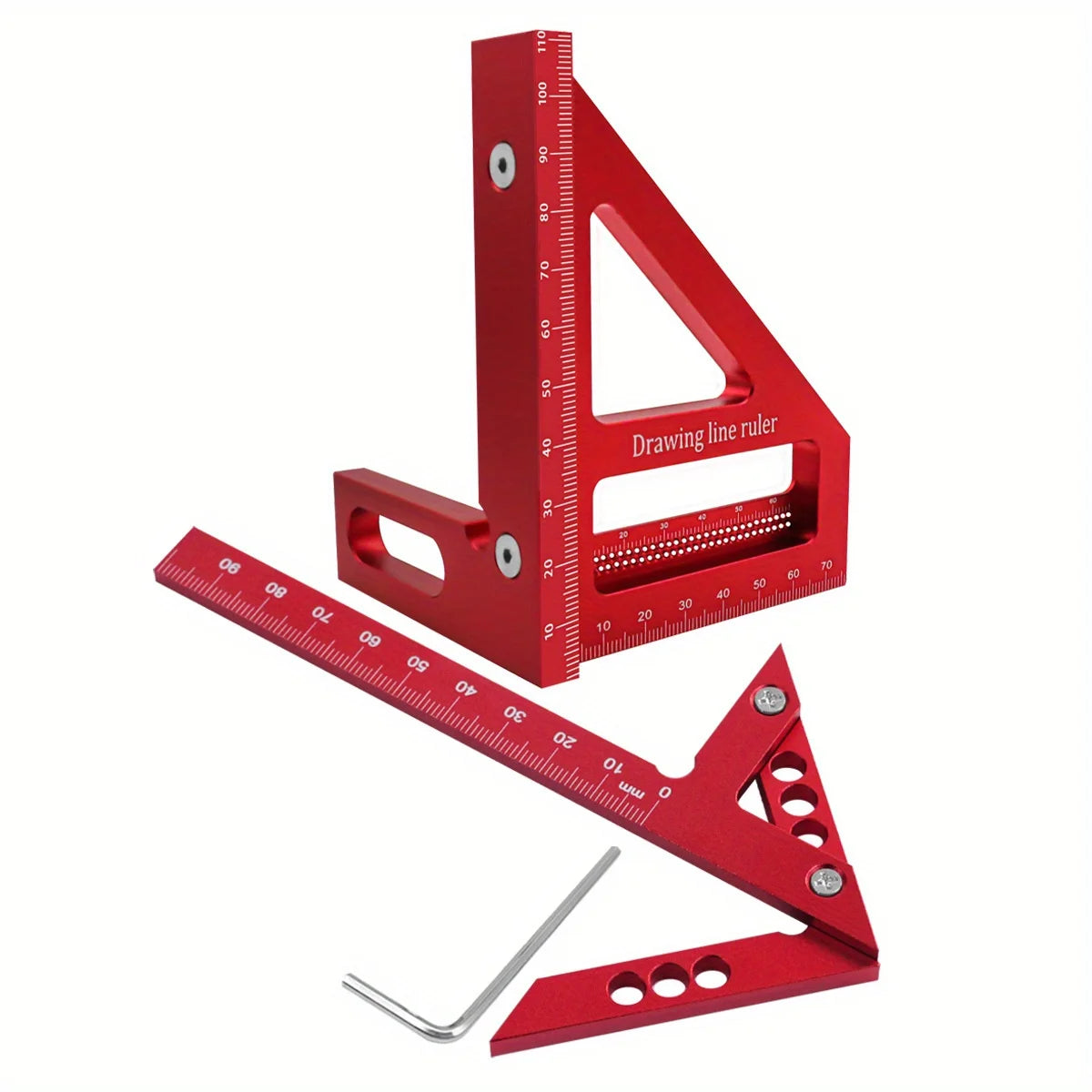 Carpenter Square Protractor,Center Scribe Gauge Kit Center Finder Miter Triangle Ruler T-Type Scriber Layout Measuring Ruler