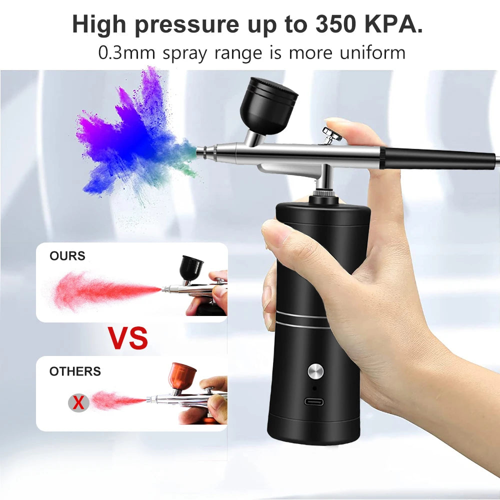 Airbrush for Paint Cake Makeup Cordless Airbrush Sprayer Gun 0.3mm Nozzles Handhold Portable Airbrush Nail Kit with Compressor